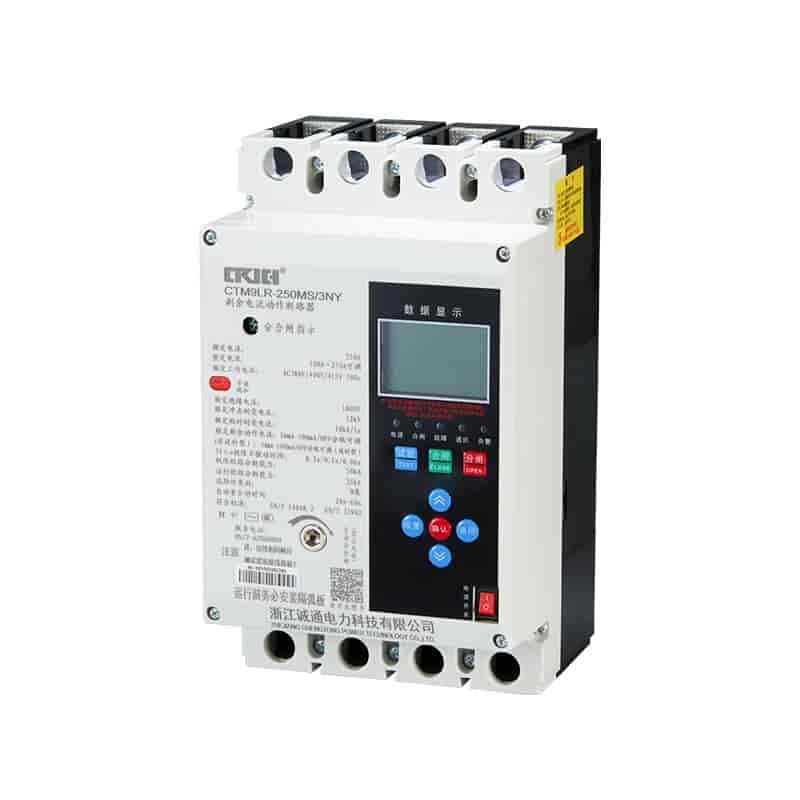 قاطع دائرة يعمل بالتيار المتبقي من سلسلة CTM9LR/3NY-Z، إعادة إغلاق تلقائي - خط الصفر على اليسار